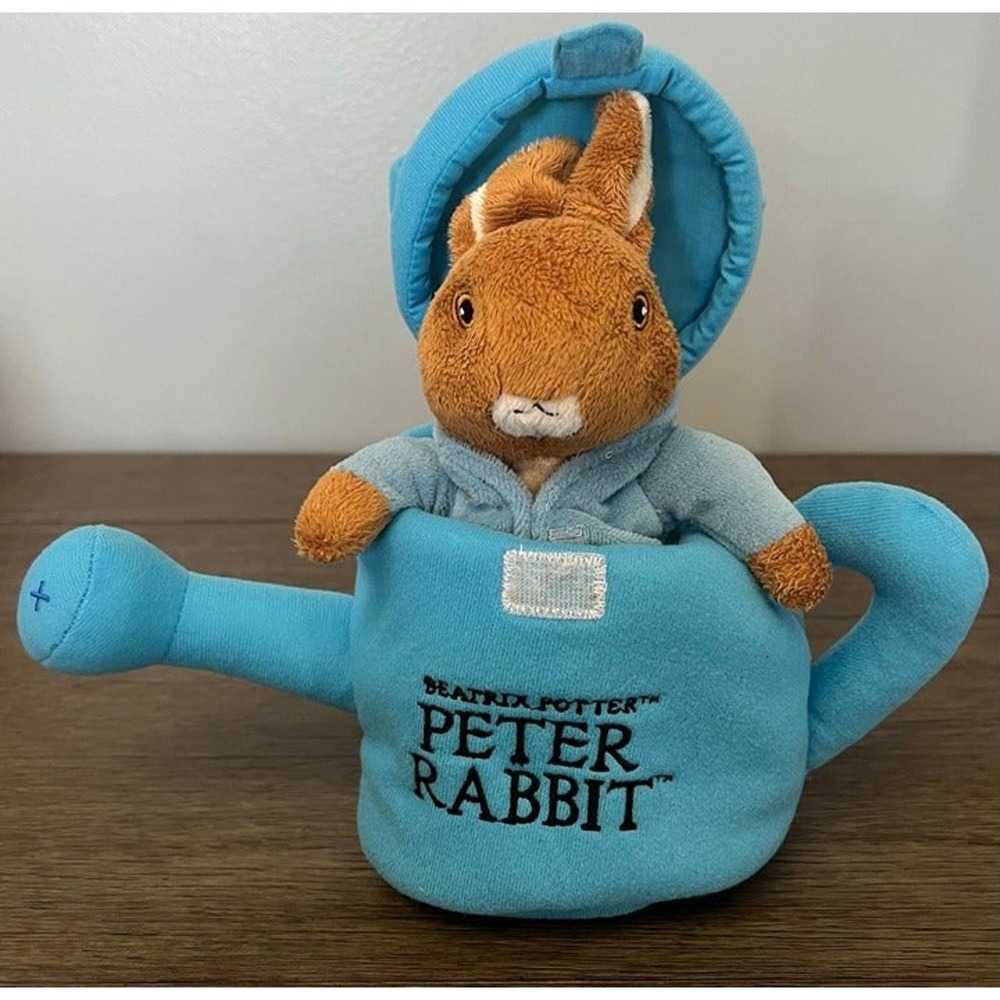 Peter Rabbit Beatrix Potter Plush in Watering Can GUND Kids Preferred Toy Blue